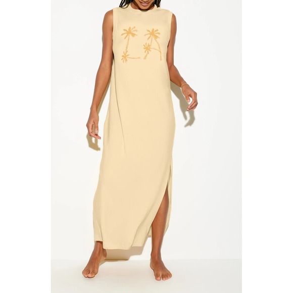 Spiritual Gangster Dresses & Skirts - Spiritual Gangster Womens Size Small LA Mulholland Dress Yellow Palm Tree NEW‎
